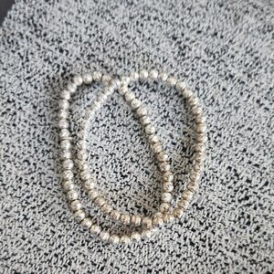 Elegant Silver-Tone Beaded Stretch Necklace - Women's Jewelry